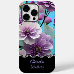 Coque Pour Pour iPhone 14 Pro Max Jolie Lilac Purple Fleurs roses bleu