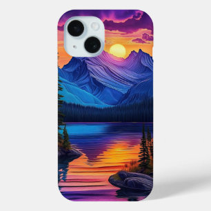 Coque Pour iPhone 15 Jolie nature Paysage Mountain Lake Sunset