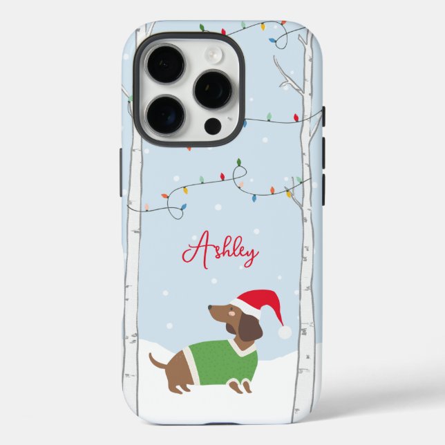 Coques Case-Mate iPhone Jolie Noël Vacances d'hiver Dachshund (Verso)