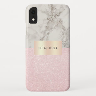 Case-Mate iPhone Case Jolie parties scintillant or rose et marbre blanc