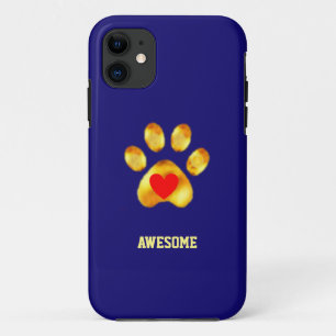 Case-Mate iPhone Case Jolie patte dorée sur fond bleu marine