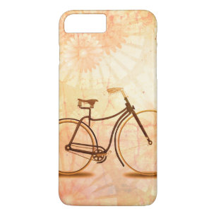Coque iPhone 8 Plus/7 Plus Jolie pêche vintage de bicyclette de sépia flora