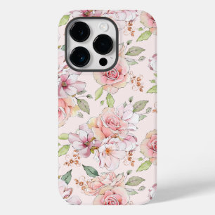 Coque Pour iPhone 14 Pro Jolie rose pâle rose motif Coque-Mate iPhone c
