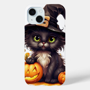 Coque Pour iPhone 15 Jolie sorcière de chat Halloween sur la saison d'a