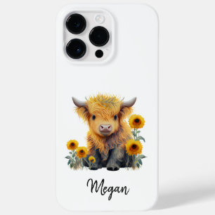 Coque Pour Pour iPhone 14 Pro Max Jolie vache Highland Tournesol jaune