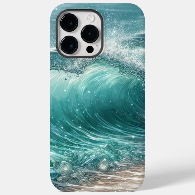 Coques Case-Mate iPhone Jolie vague bleue avec étincelles (Verso)