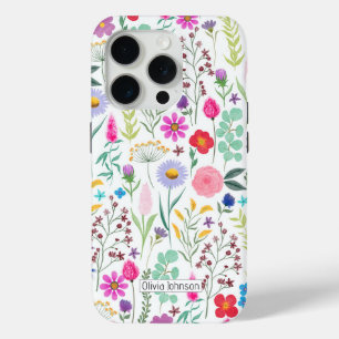 Coque iPhone 15 Pro Jolies fleurs d'aquarelle botanique