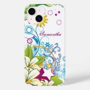 Coques Pour iPhone Jolies fleurs et étoiles rétro, Grunge féminin
