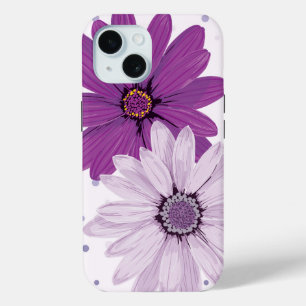 Coque Pour iPhone 15 Jolies marguerites violettes Flore personnalisée
