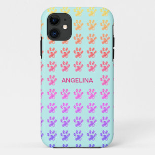 Case-Mate iPhone Case Jolies pattes colorées sur fond bleu clair
