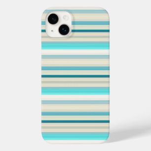 Coque Pour iPhone 14 Plus Jolies rayures aqua blanc
