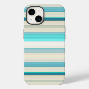 Coque Pour iPhone 14 Jolies rayures aqua blanc
