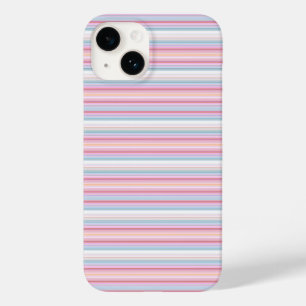 Coque Pour iPhone 14 Jolies rayures blanches roses 