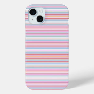 Coque iPhone 15 Mini Jolies rayures blanches roses
