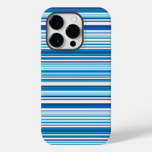 Coque Pour iPhone 14 Pro Jolies rayures bleues blanches