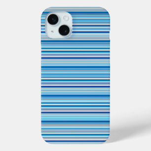 Coque iPhone 15 Mini Jolies rayures bleues blanches