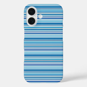 Coque Pour iPhone 16 Jolies rayures bleues blanches