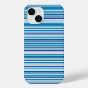 Coque Pour iPhone 15 Jolies rayures bleues blanches