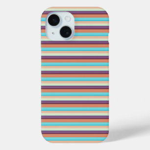 Coque Pour iPhone 15 Jolies rayures bleues marron