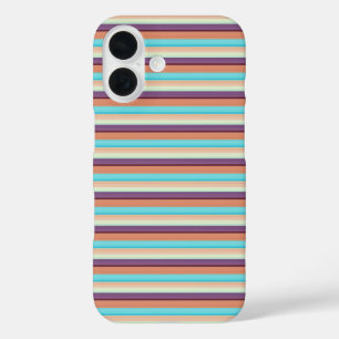 Coque Pour iPhone 16 Jolies rayures bleues marron 