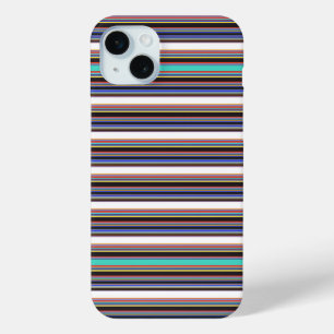 Coque iPhone 15 Mini Jolies rayures noires bleues