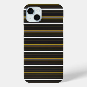 Coque iPhone 15 Mini Jolies rayures noires jaunes