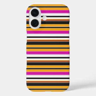 Coque Pour iPhone 16 Jolies rayures noires orange