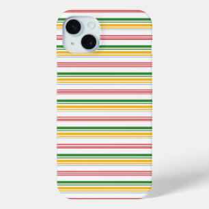 Coque iPhone 15 Mini Jolies rayures vert jaune