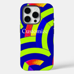 Coques iPhone 16 Pro jolis chevrons verts citron et bleu marine moderne