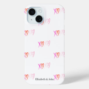 Coque Pour iPhone 15 Jolis cœurs "XOXO" pour la Saint-Valentin