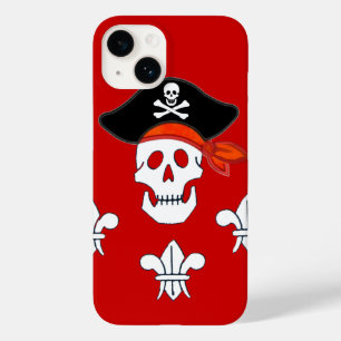 COQUE POUR iPhone 14 JOLLY ROGER SKULL, PIRATE CASQUETTE ET TROIS MENSO