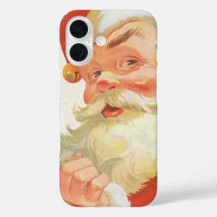 Coque Pour iPhone 16 Jolly Santa Claus avec secret, Noël Vintage
