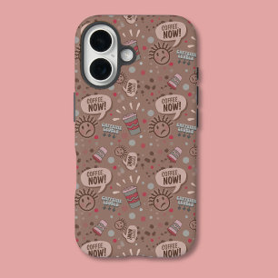 Coque Pour iPhone 16 Jouer café maintenant Mocha Motif