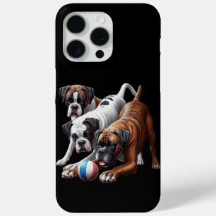 Coque iPhone 15 Pro Max Jouer Chiens de Boxer et Ball : Amusant dans chaqu