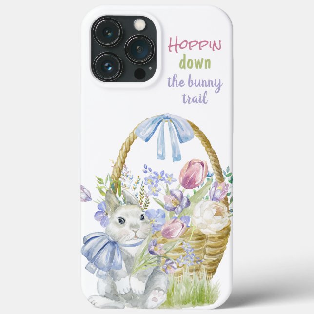 Coques Case-Mate iPhone Jouer Printemps Pâques Panier Bunny Pastel Floral (Verso)