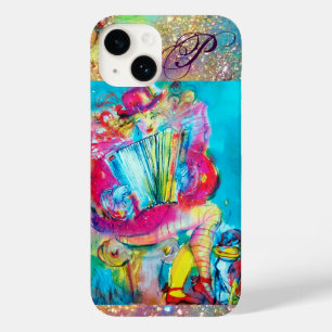 Coque Pour iPhone 14 JOUEUR D'ACCORDION DANS LE MONOGRAM D'Aquarelle DE