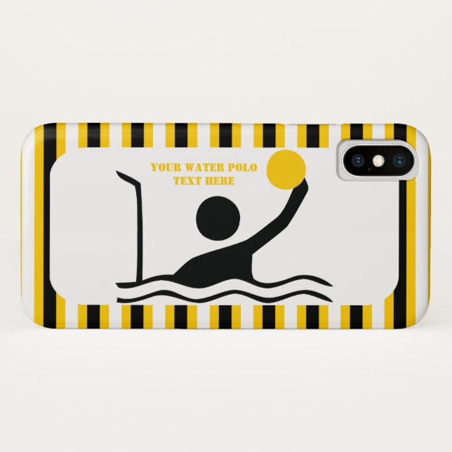 Coques Case-Mate iPhone Joueur de water-polo noir silhouette jaune rayures (Dos (Horizontal))
