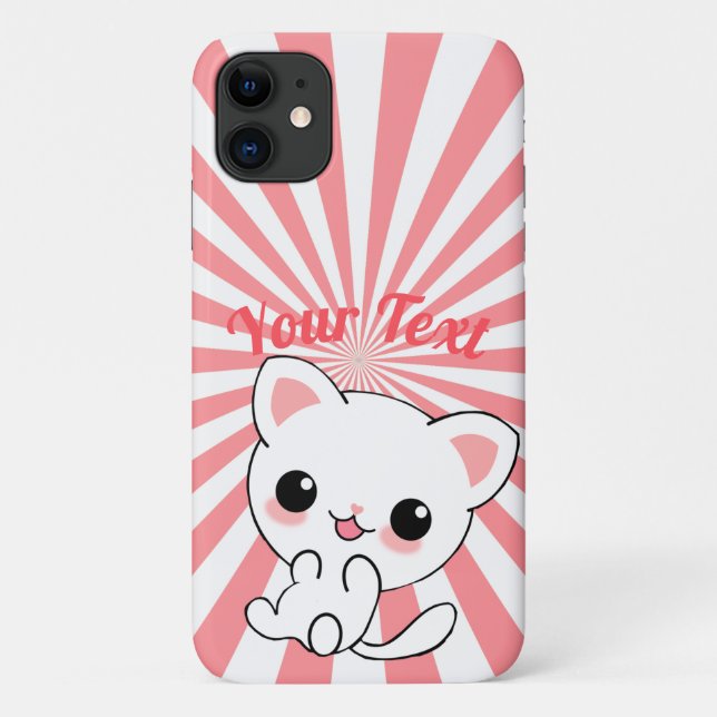 Coques Case-Mate iPhone Joueur Kawaii White Kitten personnalisé (Dos)