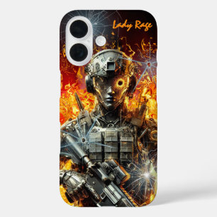 Coque Pour iPhone 16 Joueuse de soldat tactique futuriste