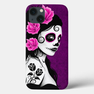 Case-Mate iPhone Case Jour de la fille morte de crâne de sucre - pourpre