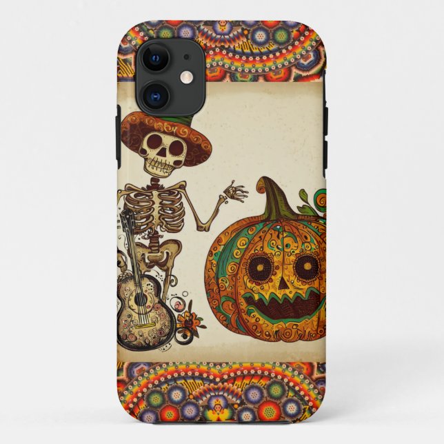 Coques Case-Mate iPhone Jour des morts/squelette/citrouille/Halloween (Dos)