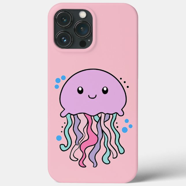 Coques Case-Mate iPhone Joyeux bébé méduse souriant avec des bulles. (Verso)