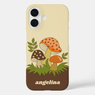 Coque Pour iPhone 16 Joyeux champignons avec nom personnalisé
