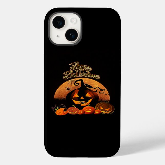 Coques Case-Mate iPhone Joyeux Citrouille de chats Halloween (Verso)