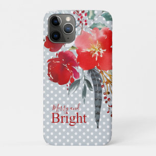 Case-Mate iPhone Case Joyeux et brillant turquoise rouge Noël Floral