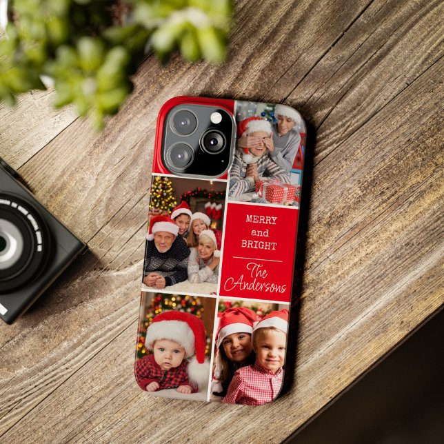 Coques Case-Mate iPhone Joyeux et lumineux Noël personnalisé Collage photo (Créateur téléchargé)