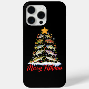 Coque iPhone 15 Pro Max Joyeux Fishmas Drôle de sapin de Noël lumières Poi