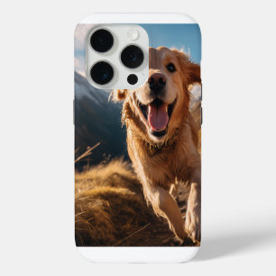 Coque iPhone 15 Pro Joyeux Golden Retriever en cours