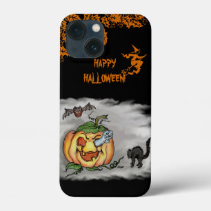 Etui iPhone 13 Mini Joyeux Halloween avec le Citrouille de chaume de c