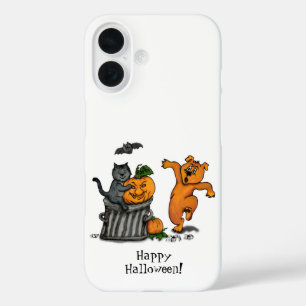 Coque Pour iPhone 16 Joyeux Halloween ! Chien et araignée de chauve-sou